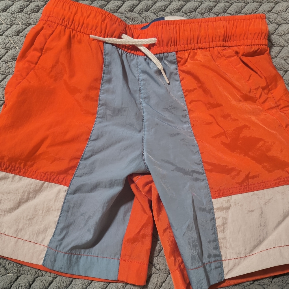 Old Navy Orange and Light Blue Colorblock Kids Swim Shorts